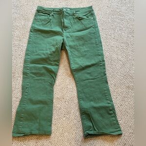 Loft The Kick Crop Green Jeans, Size 10